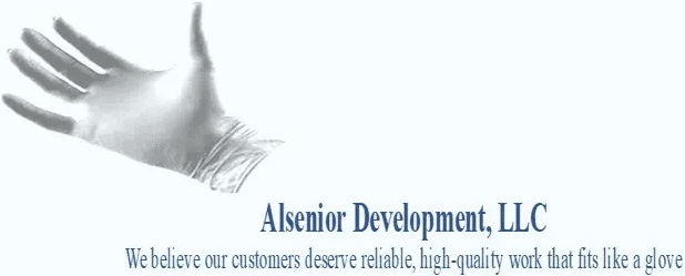 Gloved hand over Alsenior Development logo