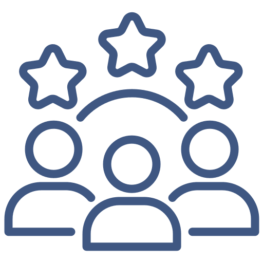 Three people icons with stars above them.