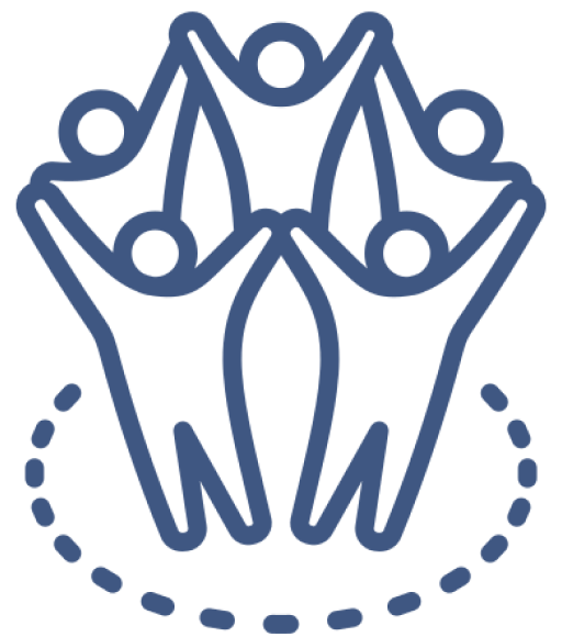 Abstract figures forming a circle together.